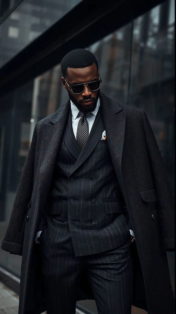 Client SAKOU portant un costume sur mesure